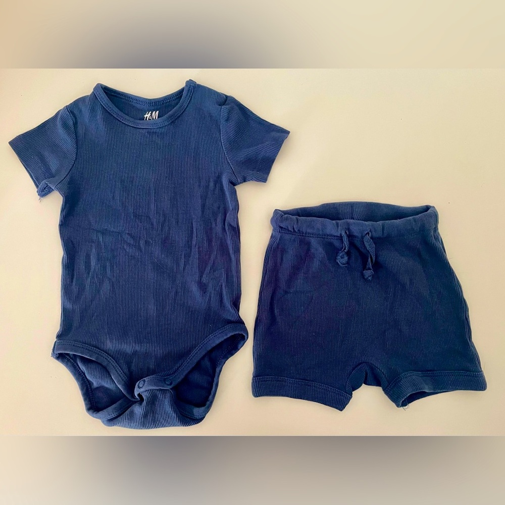 🪁H&M | Blue Ribbed Cotton Set